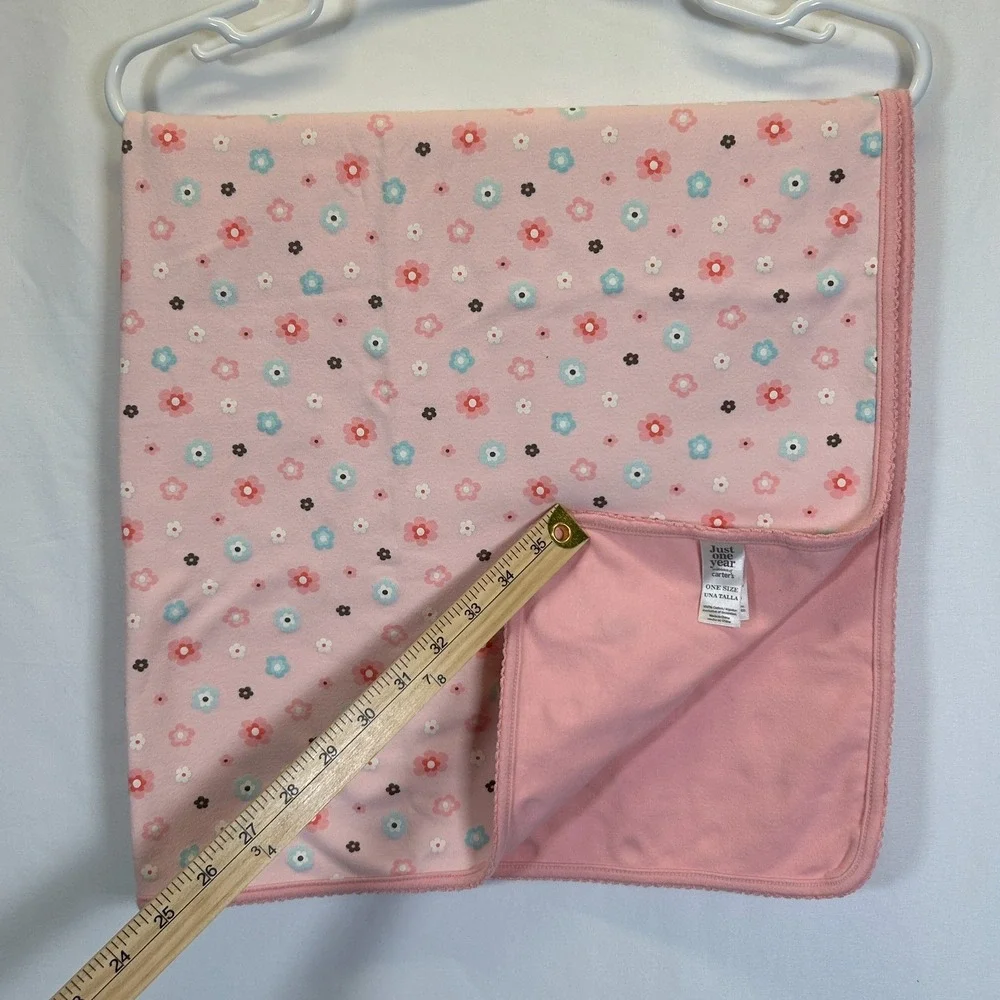 Carters Pink Baby Blanket Flowers I Love You Just One Year Vintage Cottage Y2K